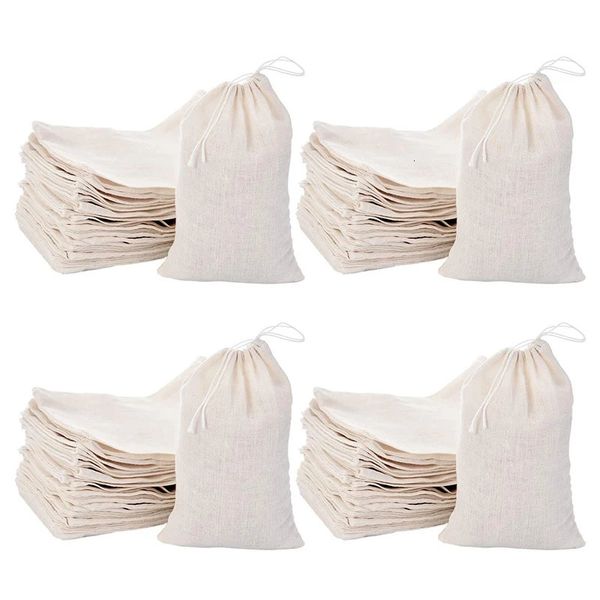 Paquete de 200 bolsas de muselina de algodón Bolsa de bolsita Cordón multiusos para joyería de té Almacenamiento de recuerdos de fiesta de boda 4 x 6 pulgadas 240227