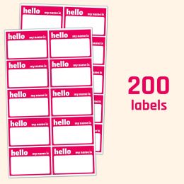 200 stuks - Hello My Name Is Stickers, 75 x 50 mm - Rood 600 stuks blij verdrietig lachend gezicht emotiestickers 2,5 cm rode tuin 1106