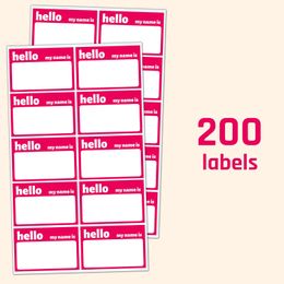 200 stuks - Hello My Name Is Stickers, 75 x 50 mm - Rood 600 stuks blij verdrietig lachend gezicht emotiestickers 2,5 cm rode tuin