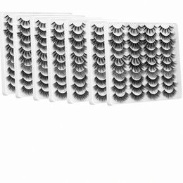 200 paires 3D Faux Vison Les Naturel Faux Eyeles Dramatique Moelleux Doux Wi Volume Croix Réutilisable Eyel Maquillage Outils d1DV #