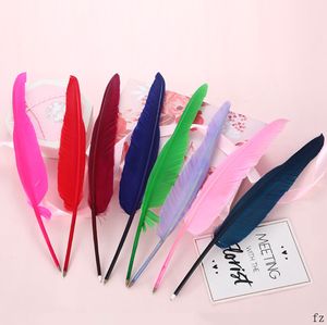 200 stks Feather Quill Ballpoint Pen voor Office Student Schrijven Ondertekening Pen Veer Pennen voor Schoolbenodigdheden Home Decor