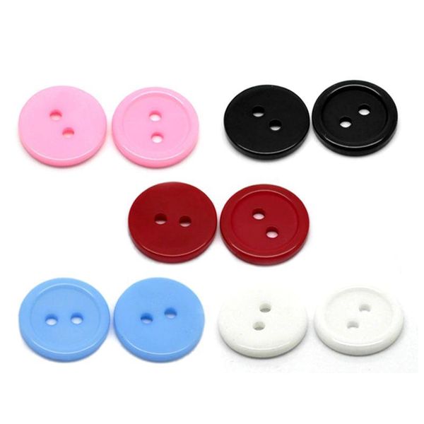 200 pièces boutons de couture en résine pour artisanat Scrapbooking 2 trous ronds couleur mélangée vêtements bouton bricolage enfant vêtements fournitures jllPcP