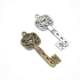 200 pièces argent et or couleur coeur clé pendentif à breloques en vrac pour Bracelets collier fabrication de bijoux327I