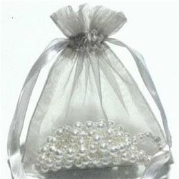 200 pièces sacs cadeaux en Organza argenté pochettes faveur de mariage 9X12cm 3 5 pouces x 4 7 pouces 268M