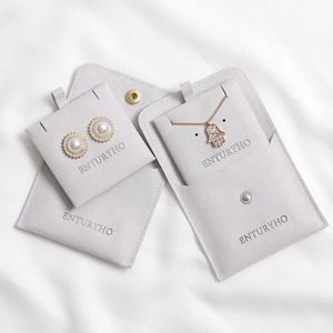 200 sets aangepast logo geprinte sieradenpakket zakzak met invoegkaart kleine oorbellen ketting verpakkingszakken met knop