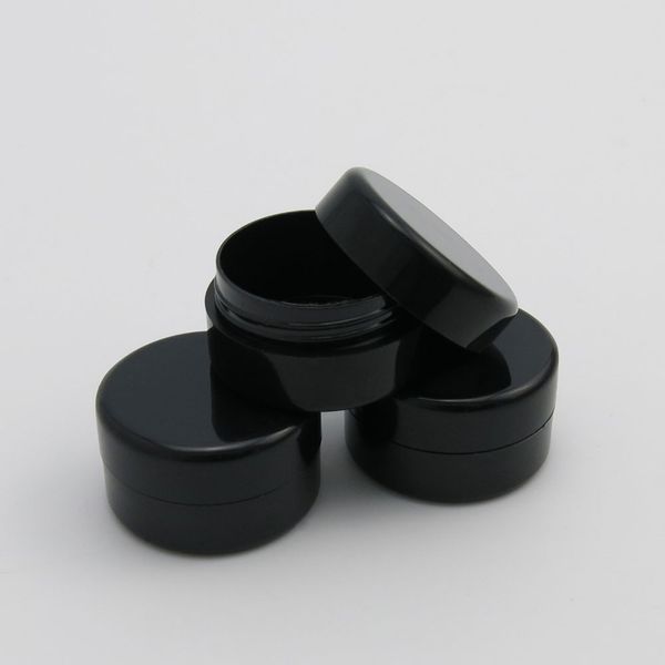 Petit pot de crème en plastique noir 200 X 10G, contenant de crème pour les yeux de couleur noir foncé 10CC