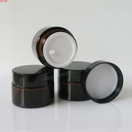 Frasco de creme de vidro âmbar 200 x 30G com tampa preta, frasco com boca de largura de 1 onça para uso cosmético