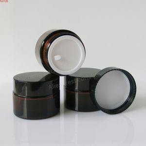 200 x 30g Amber Glas Cream Jar met Black Deksel, 1 Oz Width Mondfles voor Cosmetische Usegood
