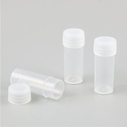 200 x 4g 4ml Tubes à essai en plastique PE avec bouchon blanc Laboratoire Conteneur d'échantillon dur Flacons d'emballage transparents Femmes Bouteilles cosmétiques Vqrpb