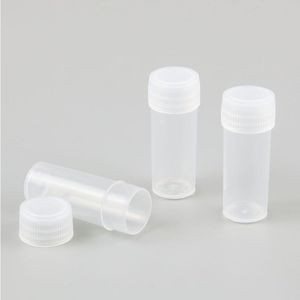 200 x 4g 4ml Tubos de ensayo de plástico PE con enchufe blanco Laboratorio Contenedor de muestra dura Viales de embalaje transparentes Mujeres Botellas cosméticas Pshkm