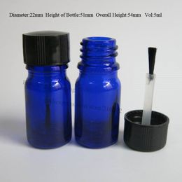 200 x 5 ml kobalt blauw glazen fles met borstel GLB, 5cc blauw glazen nagellak glazen container, cosmetica