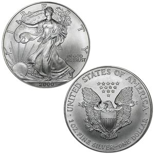 2000 1 oz Statue de la Liberté Aigle américain Pièce d'argent effet miroir