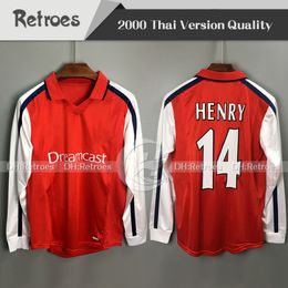 2000 14 Henry Retro Versión RED RED Long Soccer Jersey Bergkamp Camisetas de fútbol Classic 209o