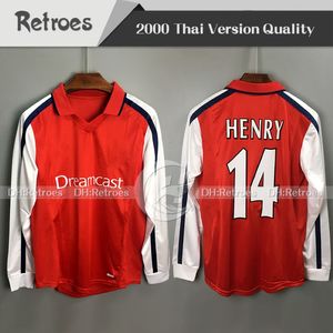 2000 14 Henry Retro Version Red Long Manchet Soccer Jersey Bergkamp Classic Football Shirts 2812