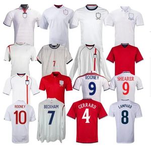 1990 1994 95 96 2000 20002 2004 Jerseys retro de fútbol 2003 2005 2007 2006 2008 2010 2012 2013 Gerrard Lampard Rooney Owen Terry Inglaterra Camiseta de fútbol clásico de fútbol