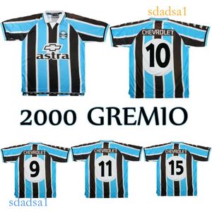 2000 Gremio Retro Soccer Jersey 2001 Ronaldinho Zinho Nene Warley Gremio Alegre Home Vintage Old Football Classic Football