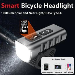 Phare de vélo 2000 Lumens, 10000mAh, batterie externe, rechargeable par USB, éclairage avant IPX4, étanche, lampe de poche pour vtt, 240113