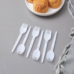 2000 stks / partijen Plastic Scoop Folding Fork Lepel Meten Lepel Ice Cream Fork Scoop