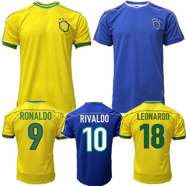 1998 Brasil Ronaldo Retro Soccer Jerseys Dunga Edmundo R.Carlos Cafu Rivaldo Classic Vintage Camisa Brazils Juninho Football Shirts