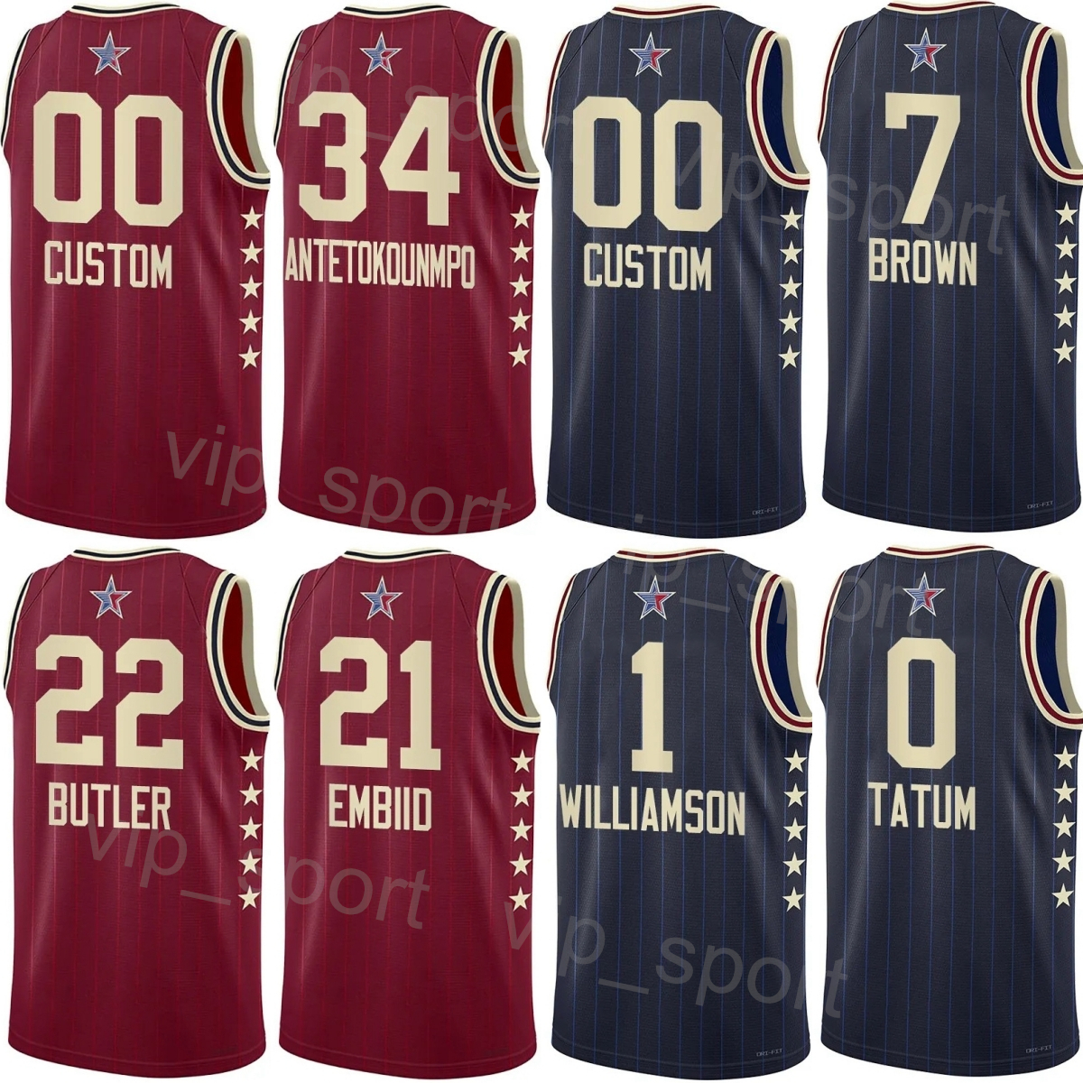 Print 2024 Basketball All-Star Jerseys Donovan Mitchell 45 Tyrese Maxey 0 Jaylen Brown Kristaps Porzingis DeMar DeRozan Bam Adebayo Paolo Banchero Youth Woman Man