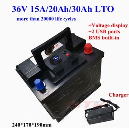 20000 Cycli LTO 36V 15Ah 25Ah 30Ah Lithiumtitanaat voor 1500W 750W fiets scooter fiets backup power Fotovoltaïsche + 5A lader