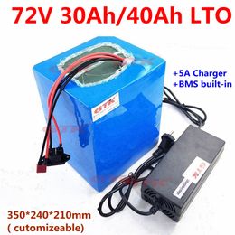 20000 cycles LTO charge rapide 72V 30Ah 40Ah 60Ah Lithium Titanate Batterie BMS 30S pour ebike alimentation de secours moto + chargeur 5A