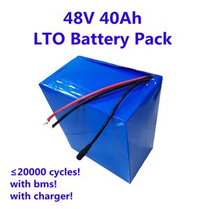 20000 Cycles Rechargeable 48V 40Ah Lithium Titanate Batterie Avec BMS 20S LTO Poche Cellule + Chargeur Pour Chariot De Golf Chariot Élévateur Vélo