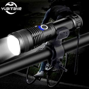 20000LM Meest krachtige XHP50 LED Fiets Zaklamp USB Oplaadbare USB Zoom Bike Light Torch 18650 26650 voor Buitenticht Y1119