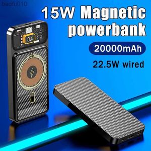 20000mAh Magnétique Power Bank 15W Sans Fil Charge Rapide Batterie Externe Pour Iphone14 13 Mini Portable Affichage Numérique Powerbank L230619