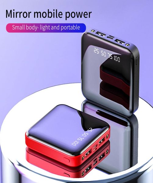 20000MAH Mini Power Bank para Xiaomi Teléfono 10000 mAh Cargador portátil Mirror de LED pequeño Bank Battery Battery Battery PowerB1904825