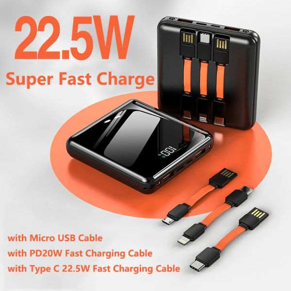 Mini batterie externe 20000mAh, charge ultra rapide, Portable, écran miroir, Powerbank LED, pour Huawei, iPhone 13, Samsung