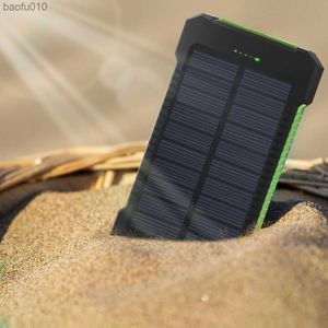 20000 mAh Draagbare Externe Batterij Solar Power Bank Dubbele USB Met Zaklamp SOS Waterdichte Powerbank Voor iPhone Xiaomi Huawei L230619