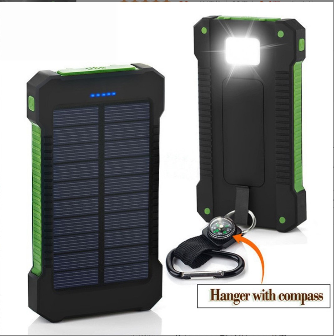 20000mah Portable Solar Power Bank Chargeant Poverbank Avec des défenses Chargeur de batterie externe Forte lumière LED Externe Double USB Powerbank solaire en gros