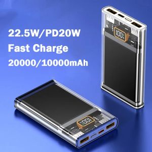 20000 mAh Power Bank 22,5 W Type C Snel opladen Draagbare Powerbank 10000 mAh Transparante mini-oplader Bateria externe carga rapida