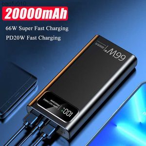 20000 mAh Power Bank 66 W PD20W Snel Opladen 10000 mah Powerbank Voor iPhone 11 12 X Samsung Xiaomi externe Batterij Poverbank L230619