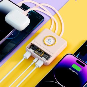 20000 mAh Power Bank Snel opladen Ingebouwde kabel Mini Powerbank voor iPhone 14 13 Xiaomi Draagbare externe batterij Poverbank