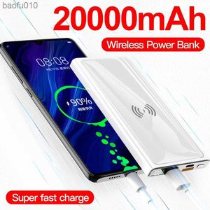 20000mAh Power Bank Wireless Fast Charging External Charger 2USB Digital Display Portable External Battery for iphone Xiaomi L230619