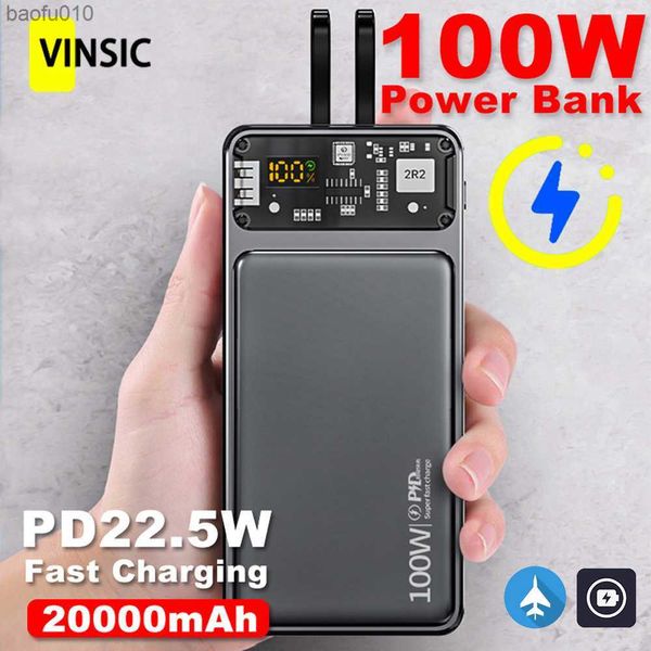 20000mah Power Bank Avec Câbles Batterie Externe 22.5W PD20W Charge Rapide Portable Powerbank Pour iPhone 14 Xiaomi Samsung L230712