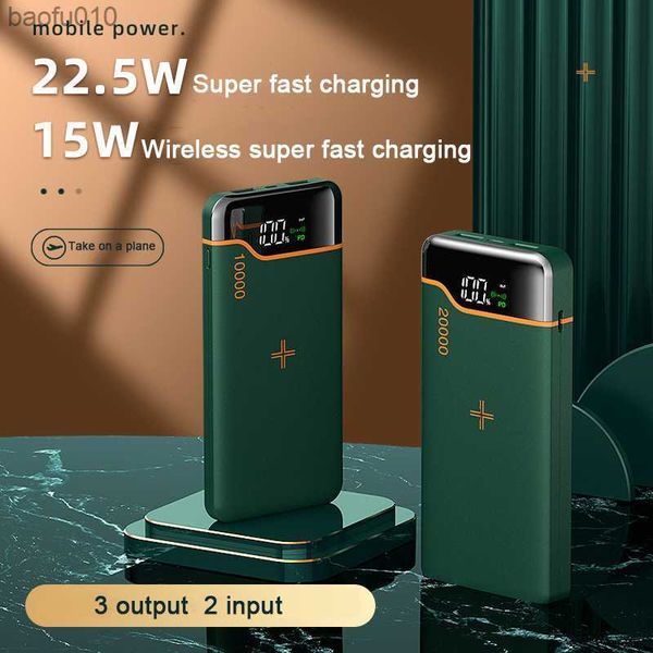 Cargador inalámbrico Qi de 20000mAh, banco de energía USB C PD 22,5 w Mi Powerbank, carga rápida para iPhone 13 14 Huawei P40 Xiaomi Poverbank L230619