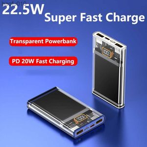 20000mAh Transparante Power Bank PD 20W / 22.5W Super Snel Opladen voor iPhone 13 12 Huawei P40 P50 Samsung Xiaomi Mini Powerbank L230712