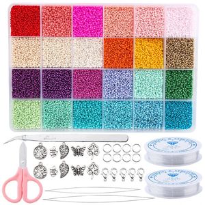 20000 stuks sieraden maken kit rocailles set 2 mm glazen kralen set armbanden ketting ring maken zaadkralen kit voor doe-het-zelf kunst ambacht 231227