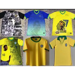 1970 1957 Retro PELE VOETBALJERSEYS CAMISETA de Futbol Paqueta 2022 Brazilië Voetbalshirt Antony Jesus Richarlisi Brasil 22 23 Maillletball Mannen