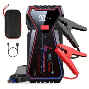 Kit de câbles de cavalier de courant de pointe 2000a pour la voiture jusqu'à 12V 2.11gal Gas / 1,59 gingal moteur diesel avec chargement rapide USB et batterie de démarrage à LED