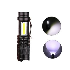 MINI linternas de 2000LM con batería integrada, carga USB, destello de luz LED COB con zoom, linterna táctica resistente al agua