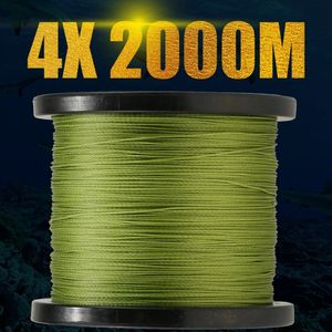 2000 m de long ligne de pêche 4x brins ligne de tresse 6-100LB PE Multifilament pêche en eau salée Super ligne pour outils de pêche fils de corde 240108