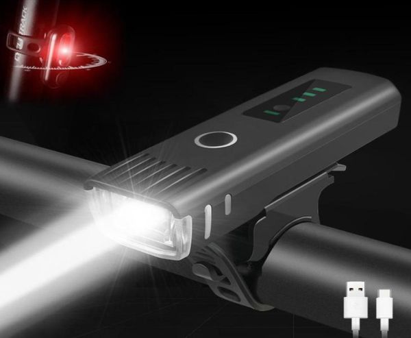 2000 mAh Biciclismo Luz delantera Ligera de bicicleta de bicicleta LED USB Lámpara trasera MTB recargable de bicicleta para motocicletas en bicicleta Headli6987741