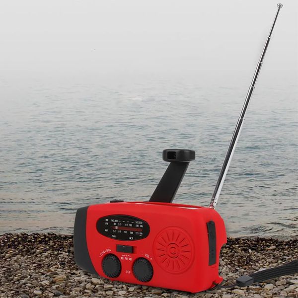 Radio de manivelle d'urgence 2000mah avec lampe de poche LED AMFMNOAA Charger de téléphone portable météorologique portable 240506