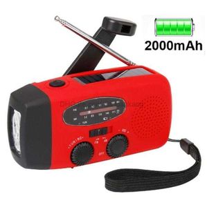 2000 mAh Zonnepaneel Hand Crank zaklamp Radio Emergency AM FM NOAA Weer Alert Draagbare usb oplaadbare Zaklampen Lamp noodtelefoon powerbank