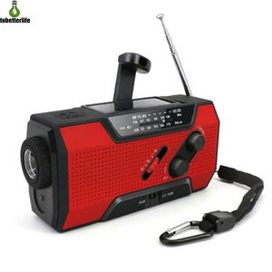 2000mAh Solar Lamp Radio Emergency AM / FM / WB Weer Weer Hand Crank USB-batterij met 4 LED-leeslamp Zaklamp Power Bank