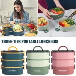 2000ML 3-laags lunchbox, stapelbaar Bento-koffer, verzegeld, lekvrije maaltijdbox, magnetronbestendig, draagbare voedselcontainer, keukenbenodigdheden 240219